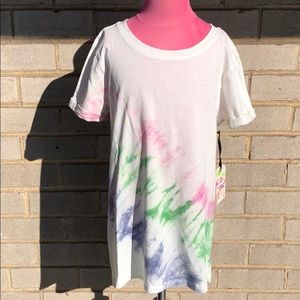 Splash White Tie-Dye Top Size Junior Medium NWT